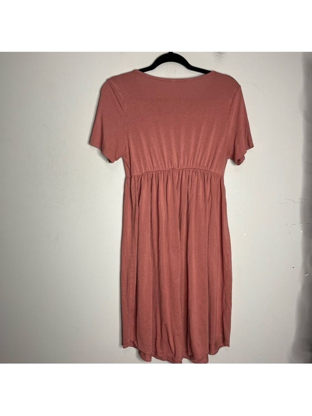 BomBom Dusty Pink Babydoll Round Hem Short Sleeve Knee Length Dress, size M - Picture 5 of 10